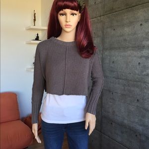 UO silence+noise taupe cotton cropped sweater.XS.